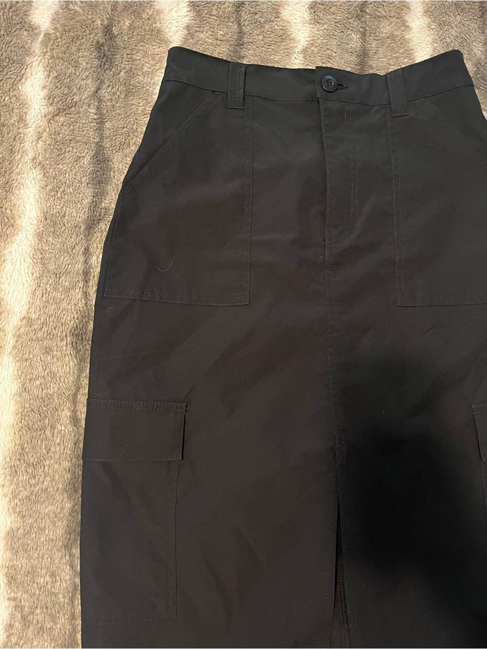 Love Tree Black Cargo Pencil Skirt with Front Slit - Picture 2 of 4